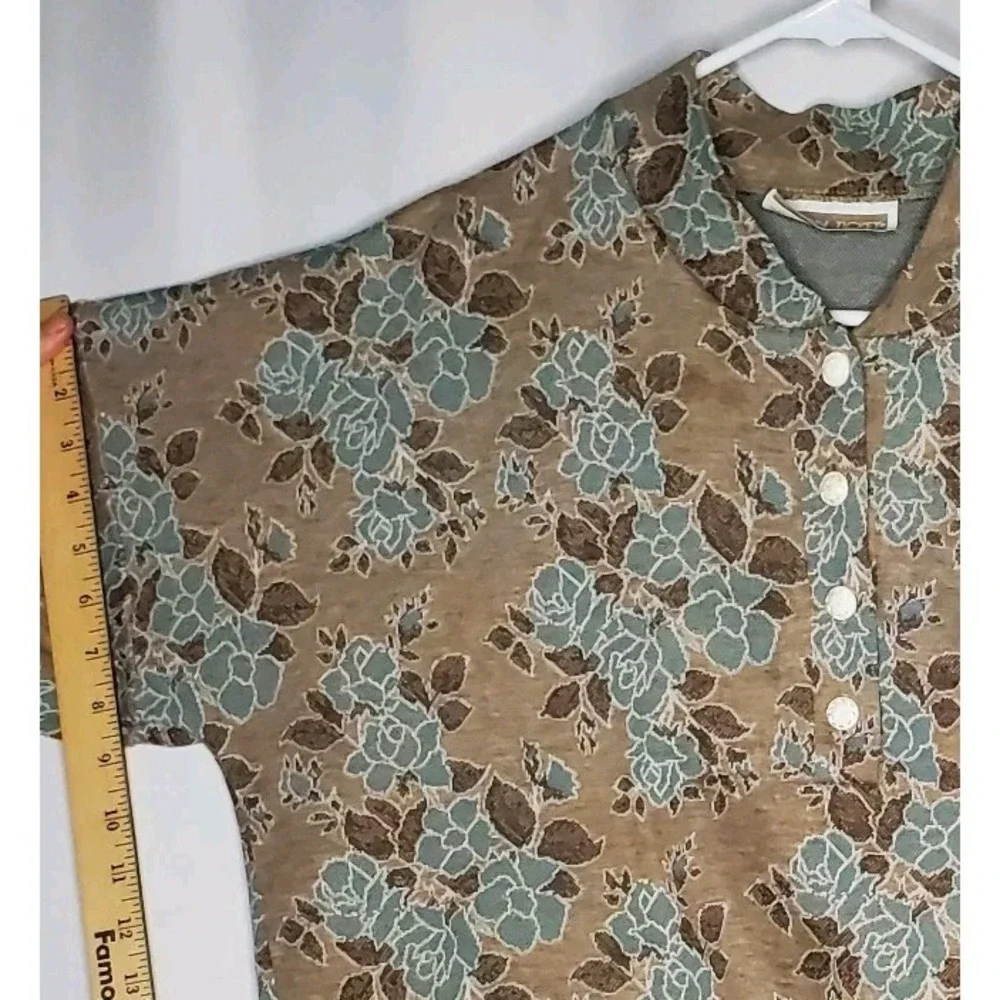 Season Ticket 80s Rose Floral Sweatshirt Button Top‎ Women XL Romantic Grunge